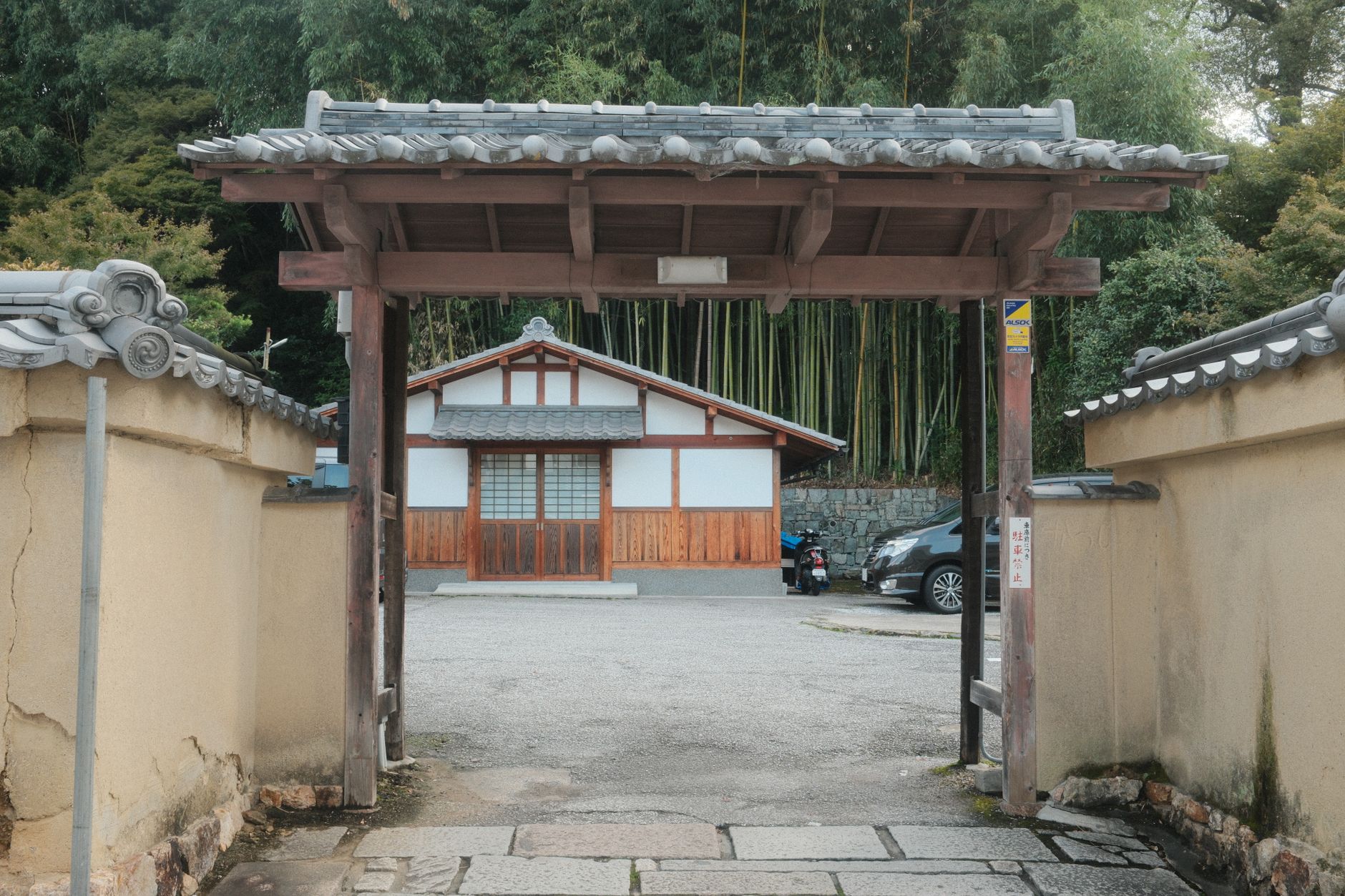 Historic Japanese wooden pavilion and tranquil pond